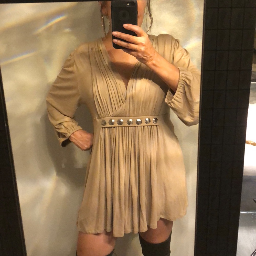 Michael Kors Boho Midi Stud Pleated Dress